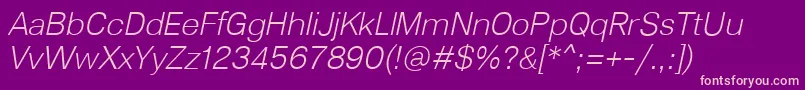 Lunchtype23LightItalic Font – Pink Fonts on Purple Background