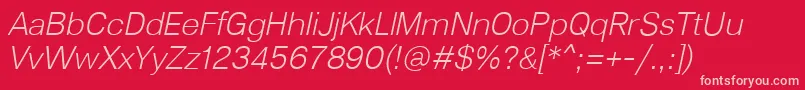 フォントLunchtype23LightItalic – 赤い背景にピンクのフォント