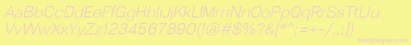 Lunchtype23LightItalic Font – Pink Fonts on Yellow Background