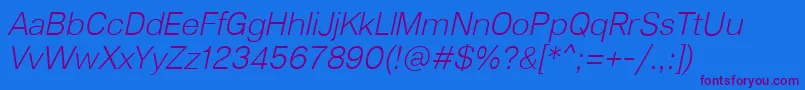 Lunchtype23LightItalic Font – Purple Fonts on Blue Background
