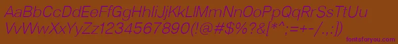 Lunchtype23LightItalic Font – Purple Fonts on Brown Background