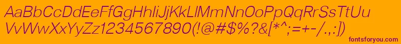 Lunchtype23LightItalic Font – Purple Fonts on Orange Background