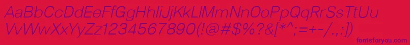 Lunchtype23LightItalic Font – Purple Fonts on Red Background