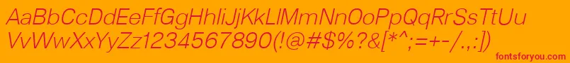 Lunchtype23LightItalic Font – Red Fonts on Orange Background