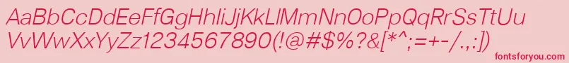 Czcionka Lunchtype23LightItalic – czerwone czcionki na różowym tle