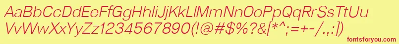 Lunchtype23LightItalic Font – Red Fonts on Yellow Background