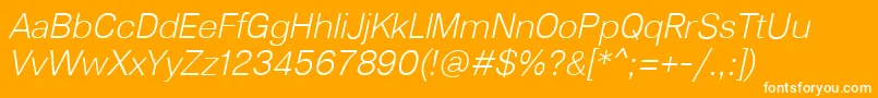 Lunchtype23LightItalic Font – White Fonts on Orange Background