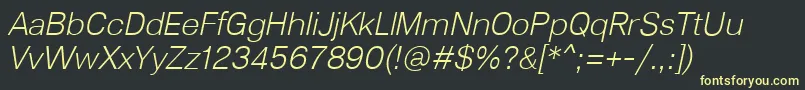 Lunchtype23LightItalic Font – Yellow Fonts on Black Background