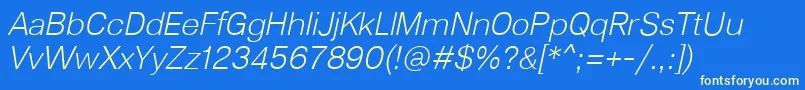 Lunchtype23LightItalic Font – Yellow Fonts on Blue Background