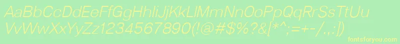 Lunchtype23LightItalic Font – Yellow Fonts on Green Background