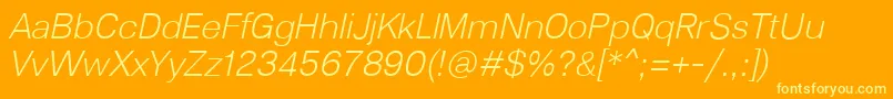 Lunchtype23LightItalic Font – Yellow Fonts on Orange Background