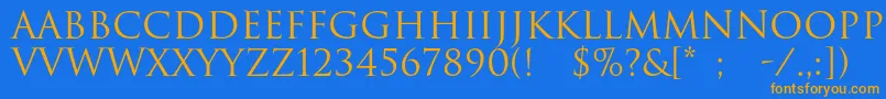 Romulc Font – Orange Fonts on Blue Background
