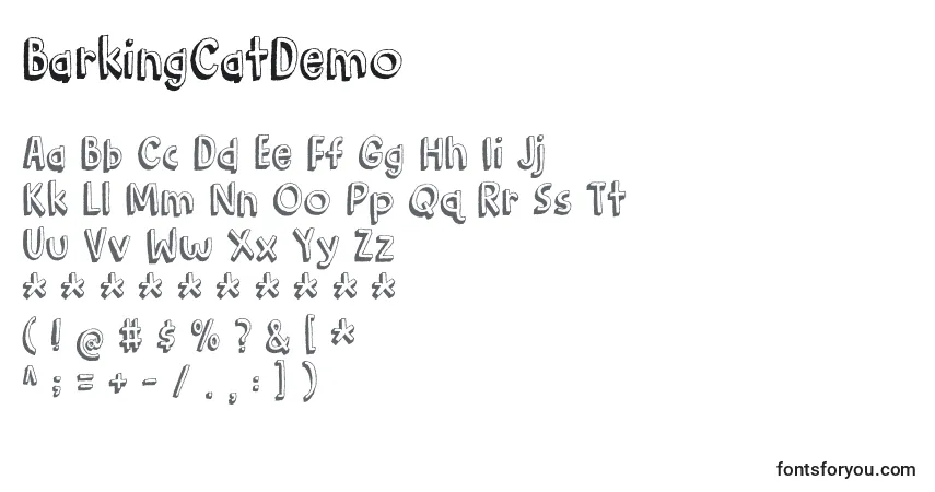 Czcionka BarkingCatDemo – alfabet, cyfry, specjalne znaki