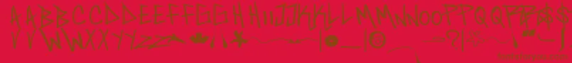 SaintFont-Schriftart – Braune Schriften auf rotem Hintergrund