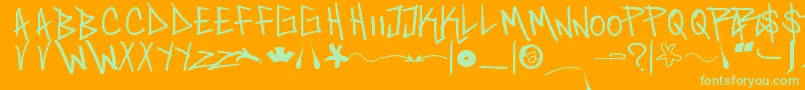 SaintFont Font – Green Fonts on Orange Background