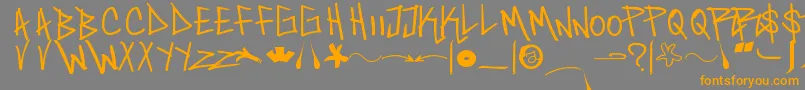フォントSaintFont – オレンジの文字は灰色の背景にあります。