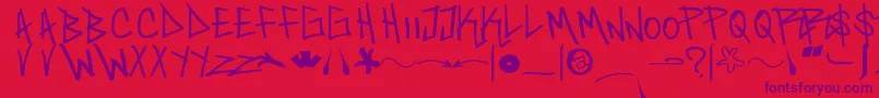 SaintFont-Schriftart – Violette Schriften auf rotem Hintergrund
