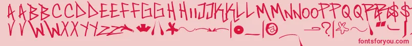 Czcionka SaintFont – czerwone czcionki na różowym tle
