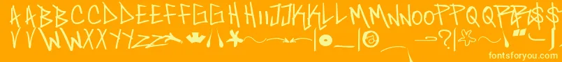 Шрифт SaintFont – жёлтые шрифты на оранжевом фоне