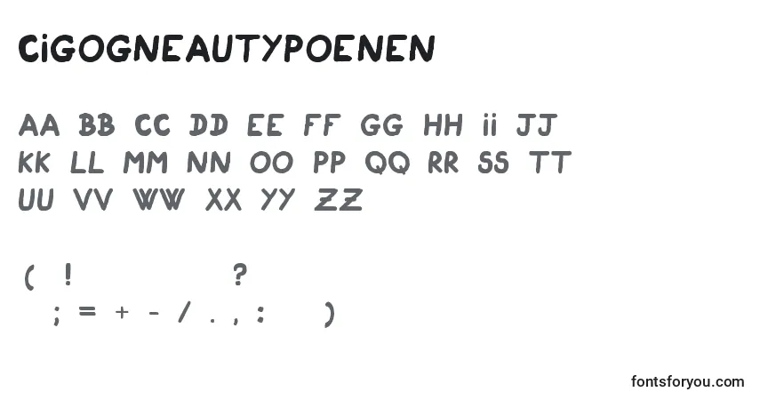 Schriftart CigogneauTypoEnEn – Alphabet, Zahlen, spezielle Symbole