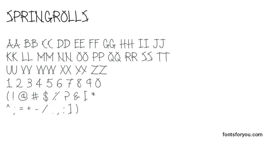 Springrolls-fontti – aakkoset, numerot, erikoismerkit