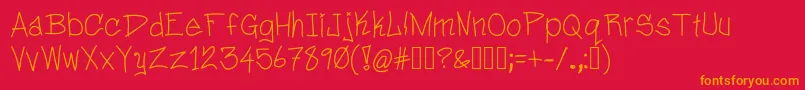 Daveyhand Font – Orange Fonts on Red Background