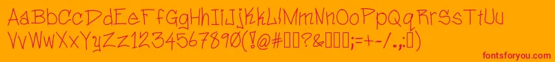 フォントDaveyhand – オレンジの背景に赤い文字