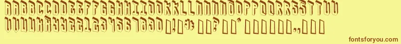 フォントUrsaCape – 茶色の文字が黄色の背景にあります。