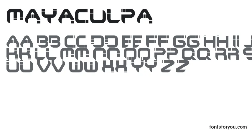 Schriftart MayaCulpa – Alphabet, Zahlen, spezielle Symbole