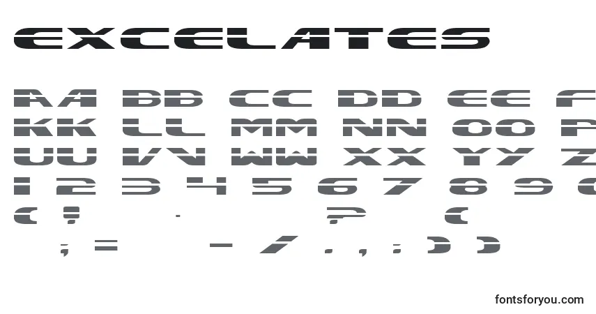Schriftart Excelates – Alphabet, Zahlen, spezielle Symbole