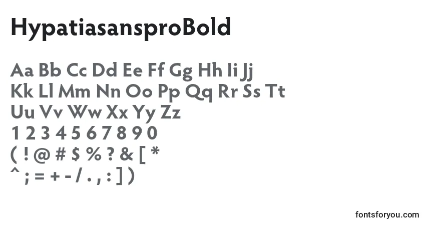 Schriftart HypatiasansproBold – Alphabet, Zahlen, spezielle Symbole