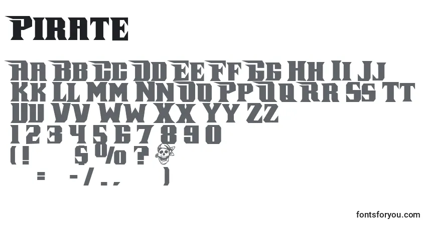 Czcionka Pirate – alfabet, cyfry, specjalne znaki