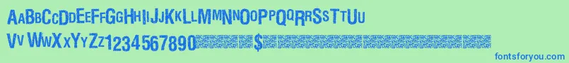 Czcionka Marblewasteland – niebieskie czcionki na zielonym tle