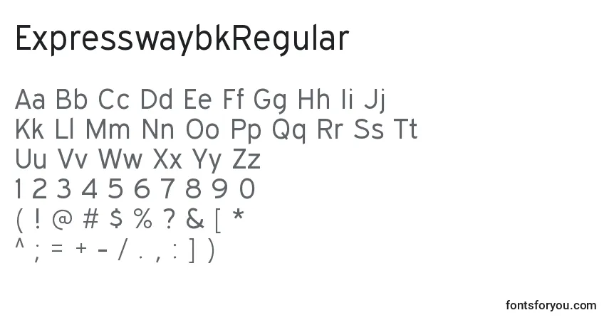 A fonte ExpresswaybkRegular – alfabeto, números, caracteres especiais