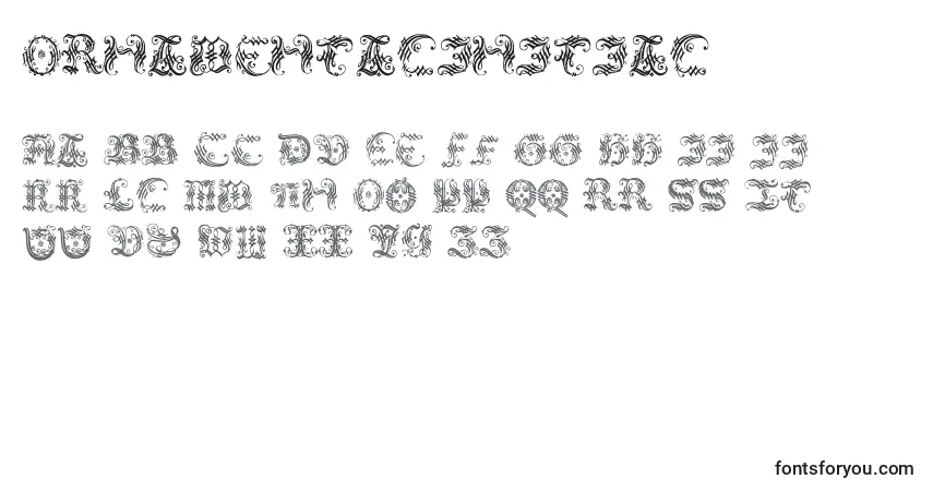 Schriftart Ornamentalinitial – Alphabet, Zahlen, spezielle Symbole