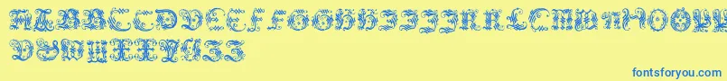 Ornamentalinitial Font – Blue Fonts on Yellow Background