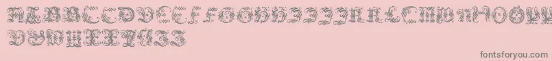 Weitere Informationen zur Ornamentalinitial-Schriftart Ornamentalinitial-Schriftart – Graue Schriften auf rosa Hintergrund