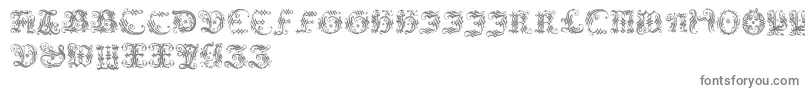 Ornamentalinitial-fontti – harmaat kirjasimet valkoisella taustalla
