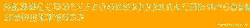 Ornamentalinitial Font – Green Fonts on Orange Background