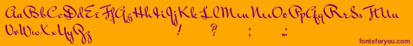 Vonnegut-fontti – violetit fontit oranssilla taustalla