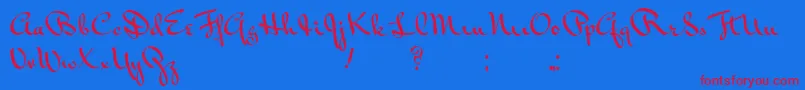 Vonnegut Font – Red Fonts on Blue Background