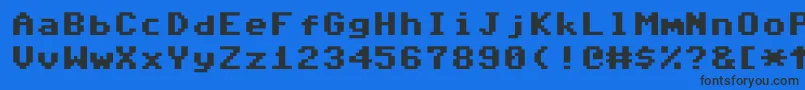 Commodore64Pixeled-Schriftart – Schwarze Schriften auf blauem Hintergrund