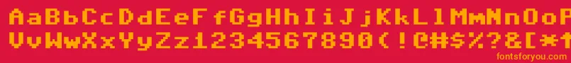 Commodore64Pixeled Font – Orange Fonts on Red Background