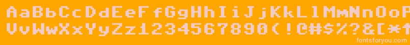 Commodore64Pixeled-Schriftart – Rosa Schriften auf orangefarbenem Hintergrund