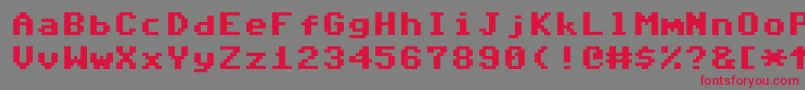 Commodore64Pixeled-Schriftart – Rote Schriften auf grauem Hintergrund