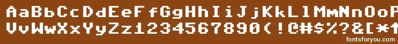 Commodore64Pixeled Font – White Fonts on Brown Background