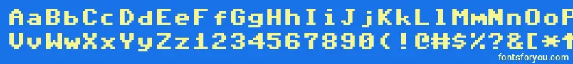 Commodore64Pixeled-Schriftart – Gelbe Schriften auf blauem Hintergrund