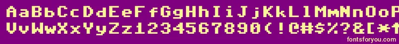 Fonte Commodore64Pixeled – fontes amarelas em um fundo roxo