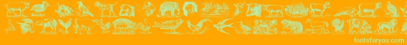 AnimalsOldCuts-Schriftart – Grüne Schriften auf orangefarbenem Hintergrund