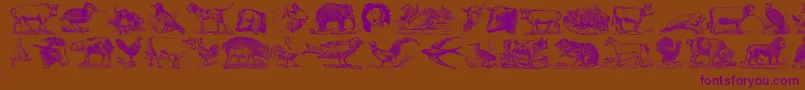 Czcionka AnimalsOldCuts – fioletowe czcionki na brązowym tle